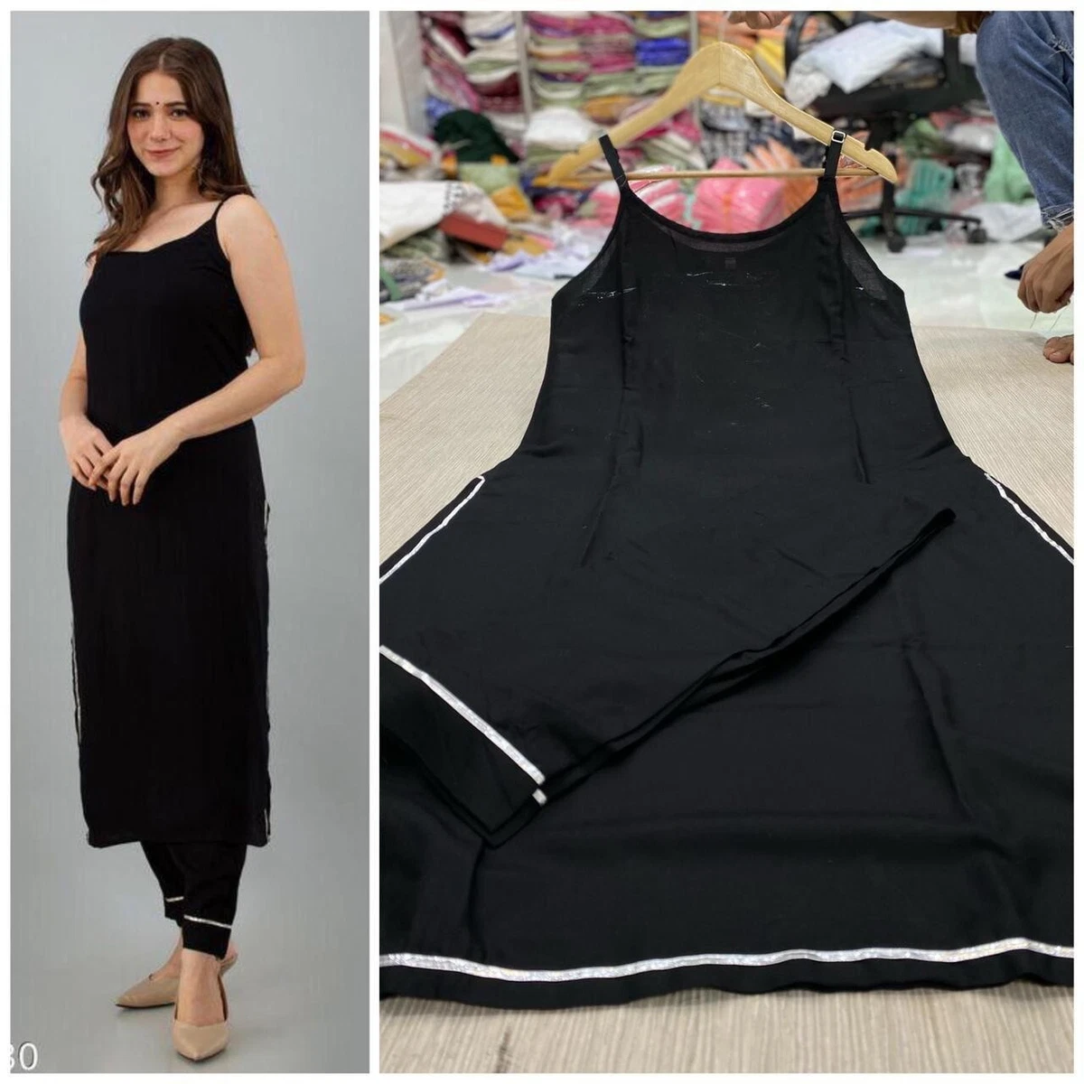 Pakistani casual dresses cheap in black colour
