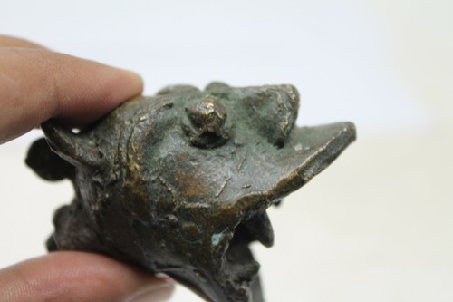 Antique Old Extremely Rare Bronze Yalli Lion Face Unique Statue Figurine NH6635 - Picture 2 of 12