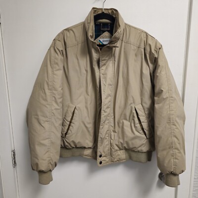 Vintage Members Only Jacket Rainbow Tag Europe Craft Khaki Tan Full Zip  Size 44