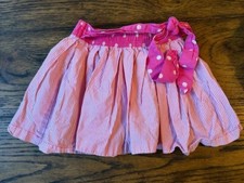 Osh Kosh Girls Pink Striped Skirt with Polka Dot Belt, Size 4