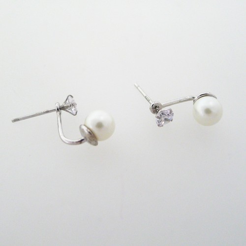 Pendientes De Chaqueta Colgantes De Perla Shell De Plata Esterlina Con CZ - Imagen 9 de 13