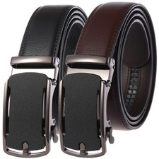 Hot Sale Men's Cow Leather Belt Automatic Buckle Belt Ratchet Strap Jeans Dress