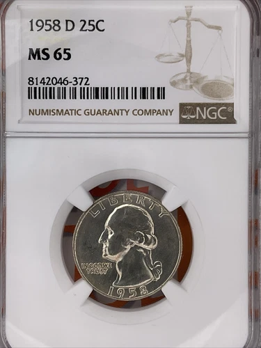 1958-d Ngc Graded Ms65 Washington Silver Quarter