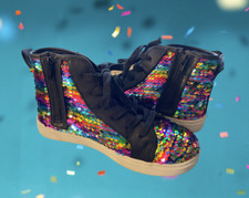 STEVE MADDEN Girls Youth Jseeker Multi Colored Rainbow Sequin Hi Top Sneaker 4M