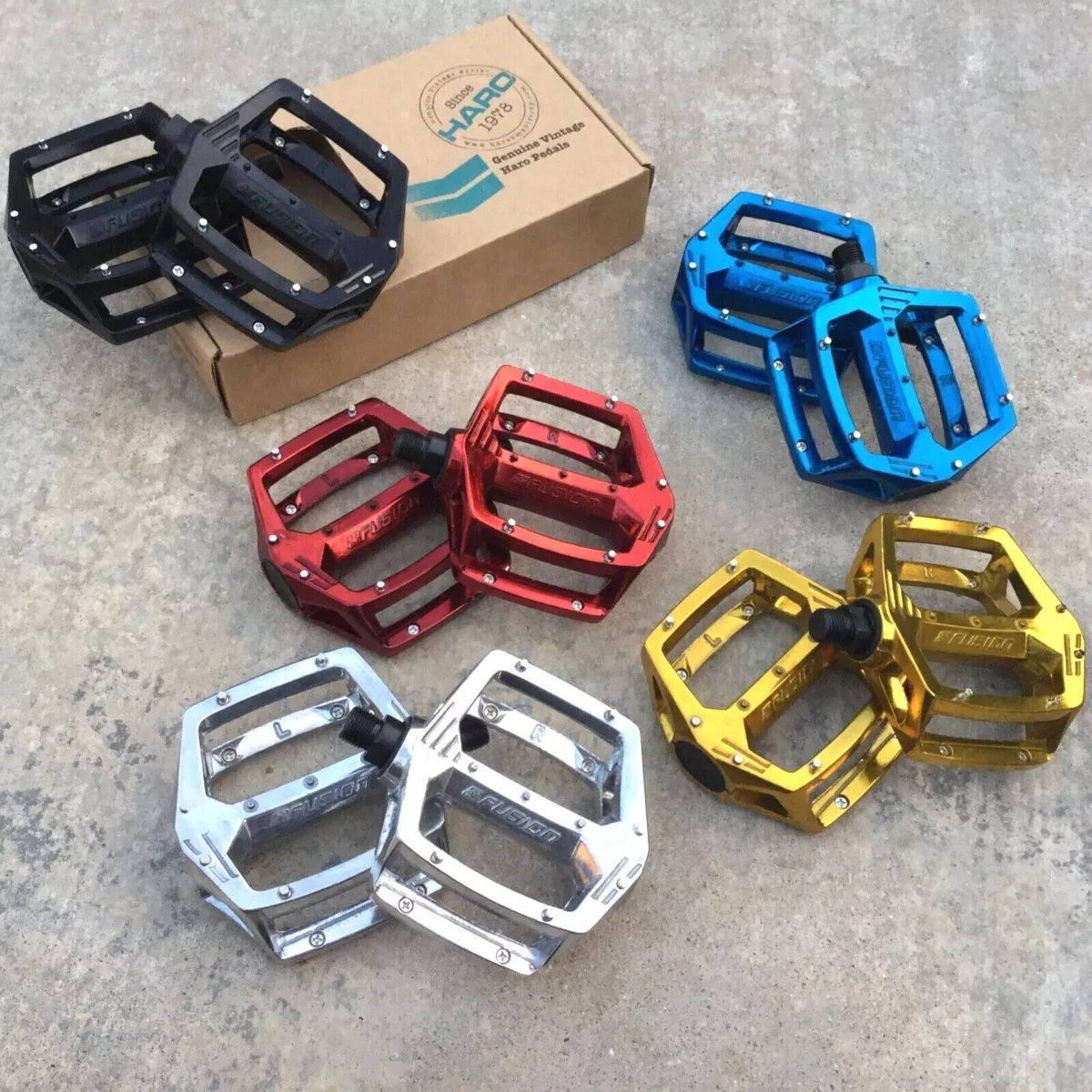 HARO FUSION PEDALS 1 2 FOR 1 PC CRANKS BMX BIKE BICYCLE PEDAL GT