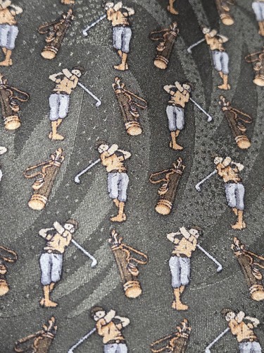 Firenze Mens Neck Tie Silk Golfer All Over Print Green Made in Italy Vintage - Picture 2 of 5