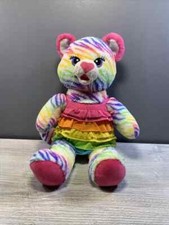 Build-A-Bear Rainbow Tiger/Kitty/Zebra Plush with Rainbow Sundress Pink Stripe 