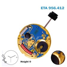 ETA 956.412 Swiss Watch Movement-3 Hands- Gold Date Disk at 3-Height:0.