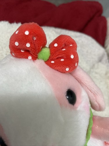 Amuse STRAWBERRY PINK BUNNY RABBIT 6" Mini Plush Toy Doll Soft Animal Girl Gift - Picture 5 of 5