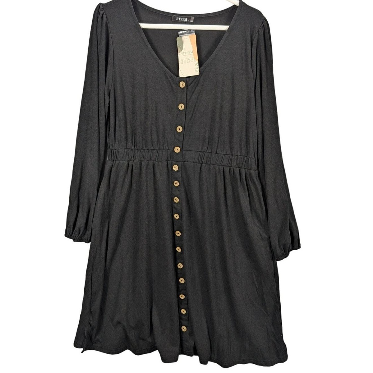 chinese dress ladies Plus Size A Line Flowy Dresses Long Sleeve V Neck丨Moon Wood main image 1