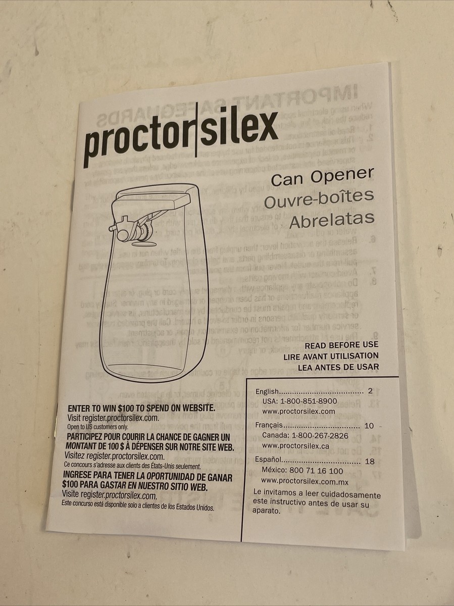 Ouvre-boîte électrique Vintage Proctor Silex Power Opener 75010 – Blanc – Neuf (boîte Abîmée)