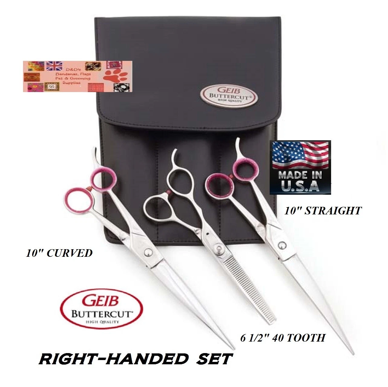 Geib GATOR Buttercut SHEAR Scissor SET-THINNING 10"STRAIGHT&CURVED Pet Grooming