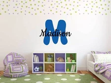 Custom Name and Initial Nursery Baby Boy Wall Decal Vinyl Sticker