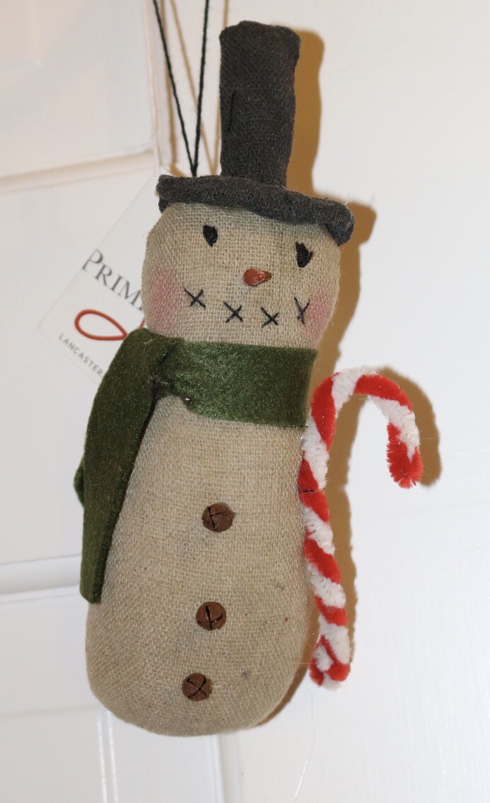 Primitives by Kathy Vintage Look Tall Snowman Ornament Retro Holiday Christmas 