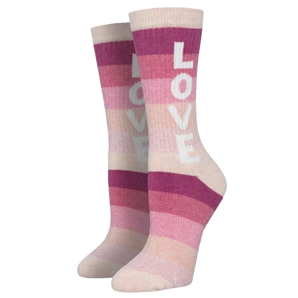 Socksmith Women s Crew Socks LOVE Pink Stripes Athletic Novelty