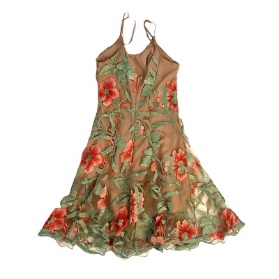 Dress The Population Anne Coral And Beige Lace Midi Dress Floral XS | eBay
