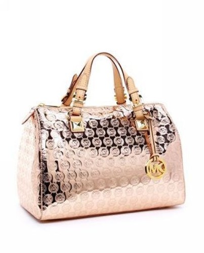 Michael Kors Large Rose Gold Metallic Grayson Satchel Bag Copper - Bild 1 von 6