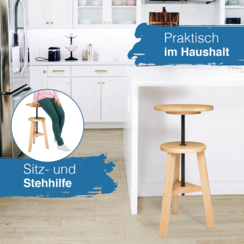 Barhocker Bistrohocker Tresenhocker Malhocker aus Massivholz höhenverstellbar - Bild 6 von 12