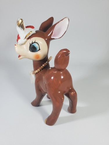 Vintage Rentier mit Käfer auf der Nase Figur, 4 1\2" groß - Bild 2 von 5