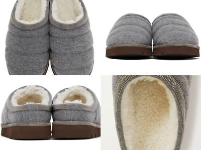 BRUNELLO CUCINELLI Quilted Cashmere Shearling Slippers Zierperlen Schuhe 38