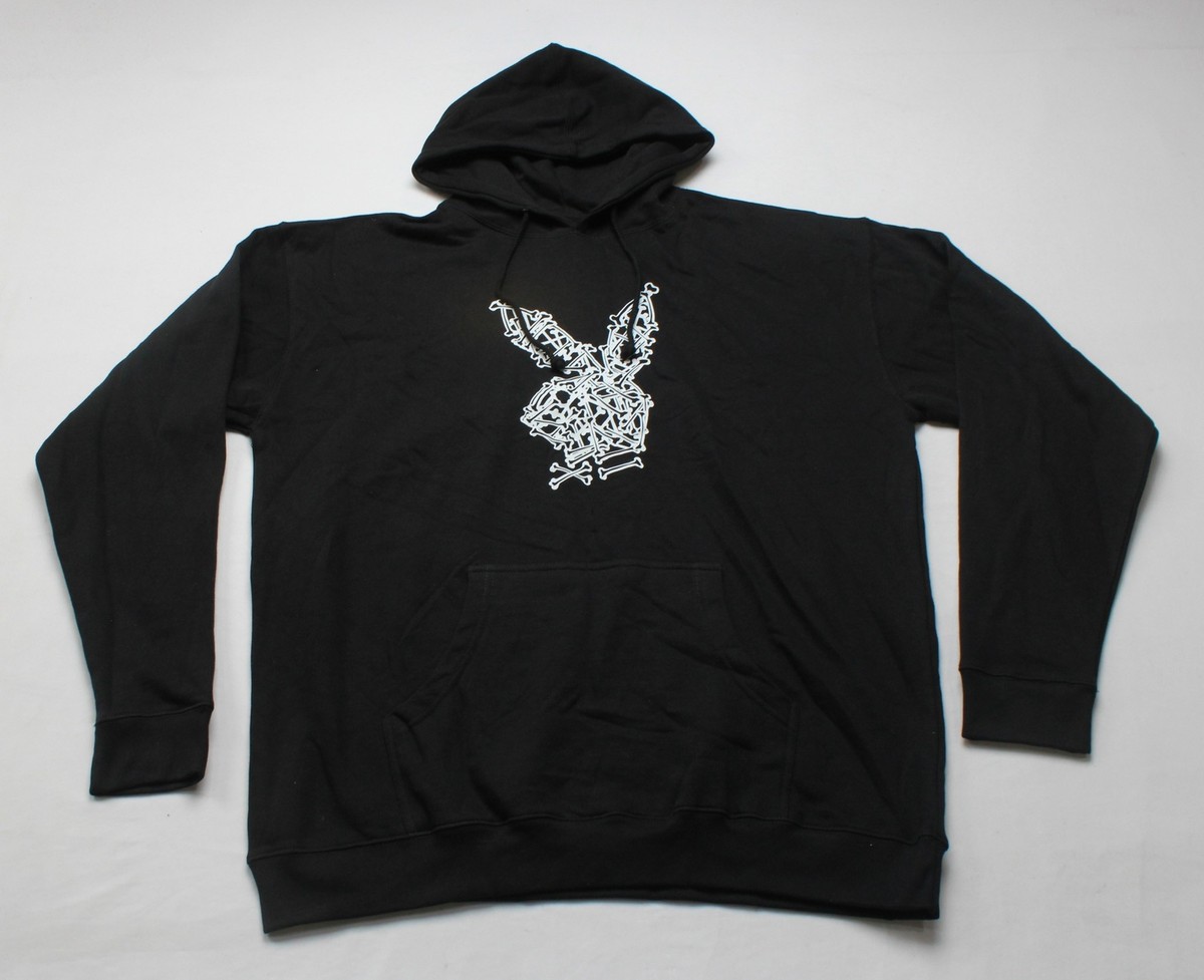 Playboy Menu0026#039;s Skeleton Rabbit Head Logo Pullover Hoodie BE5 Black Size  2XL | eBay