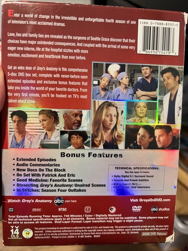 Grey's Anatomy: The Complete Fourth Season 5-DVDs-pre-owned - Picture 2 of 4