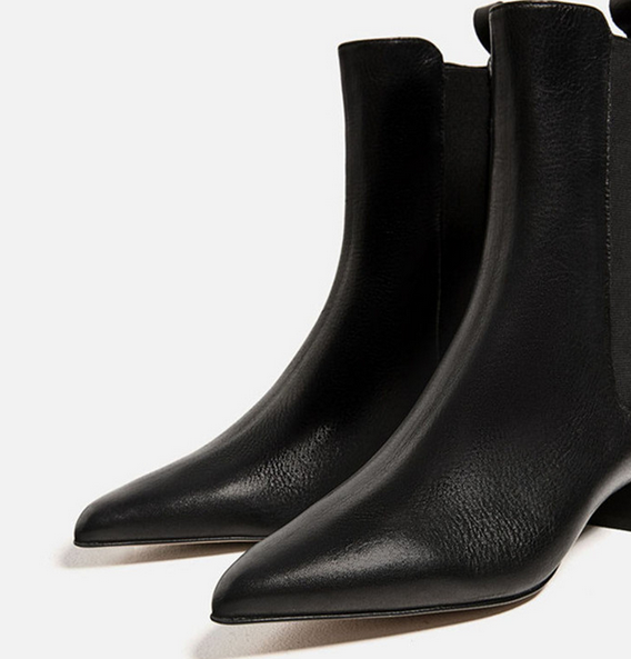Ladies Black Leather Ankle Boots Chunky Chunky Chunky Pointed Toe Pull On Line Warm shoes size ef5674 Ladies Black Leather Ankle Boots Chunky Chunky Chunky Pointed Toe Pull On Line Warm shoes size ef5674