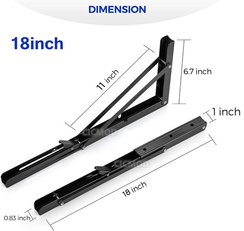 2X/4X Folding Heavy Duty Shelf Bracket Triangle Bench Mounted Table Wall Hinges - Picture 30 of 32