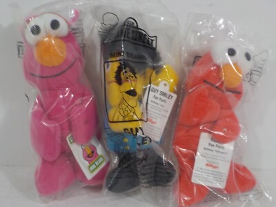 N A227 Kellogg's Sesame Street Mini Beans Lot f 3 Elmo Telly Monster Guy Smiley