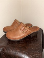 Boc Slip on Mule Clog Faux Leather Tan Brown Buckle Detail Comfort Heel Boho 8M