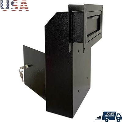 Secure Door Drop Box Locking Mail Slots Keys Documents Heavy Duty Steel Black US
