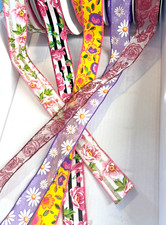 1.5" Wire  Edged Spring Flowers Ribbon, Multi  Color Printed Satin Sheer 10 Yds,