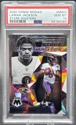2020 Mosaic STARE MASTER Insert ~ LAMAR JACKSON Football Card PSA 10 GEM MINT