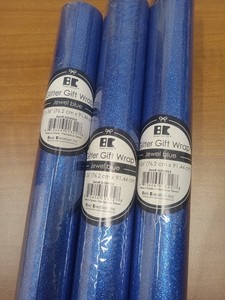 Best Creation Inc Glitter Gift Wrap Paper Roll Jewel Blue 30x36 in GGW004