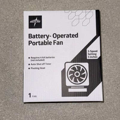 Medline Fan, Portable, 3-SPEED,5 INCHES, Battery Operated Pivoting Head Auto  