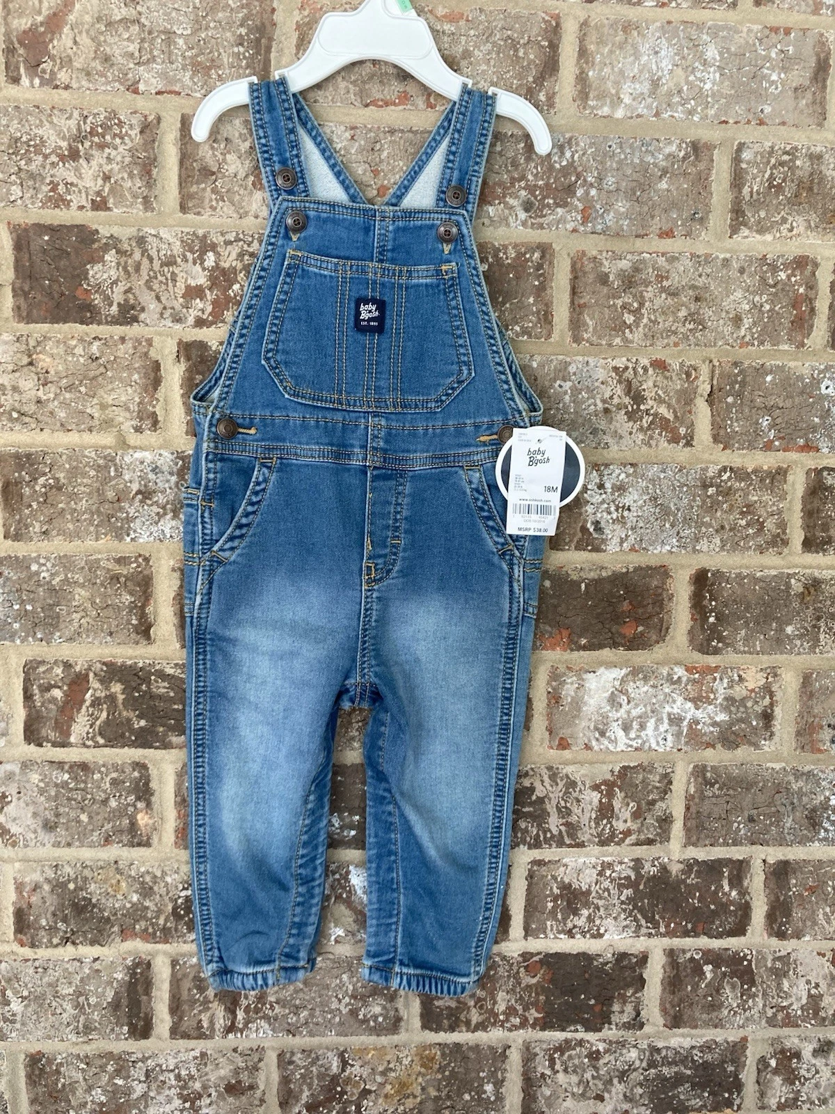 Baby Boy Clothes New Oshkosh Soft Dark Blue Knit 18 Month Jean Overalls