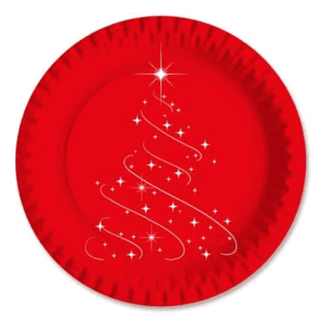 Piatti Piani Cartoncino Rossi Magic Xmas ø 23 cm 10 pz - Dopla - Festa Natale