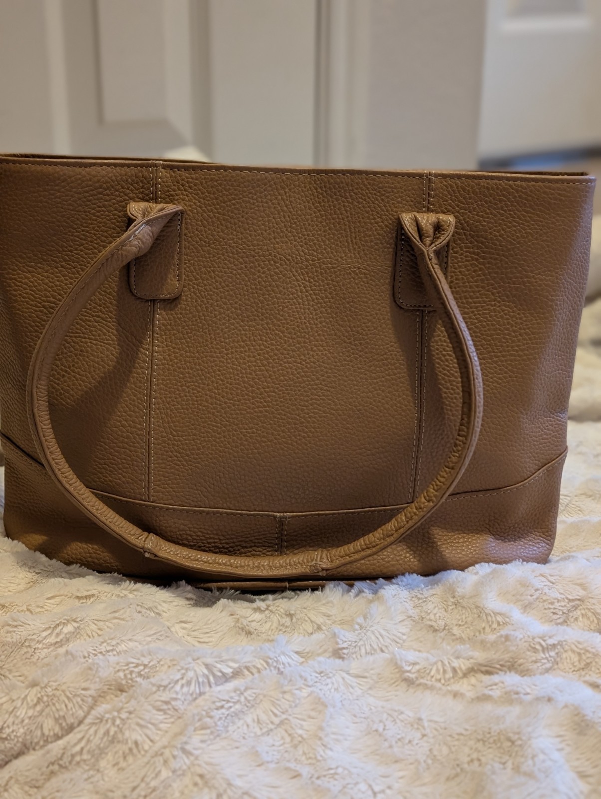 Ameri Leather Light Brown Pebbled Leather Tote  S… - image 12