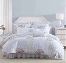 Laura Ashley 7pc Full/Queen Hope Patchwork Cotton Duvet Set NWT