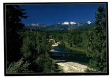 Darby Montana Upper Bitterroot River mountains snowcaps unused vintage postcard