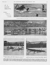 NUOVA ZELANDA A Regata Maori a Hamilton - Stampa d'epoca 1929