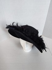 Vintage Betmar New York Black Feather Trimmed 100 Wool Hat Made In USA