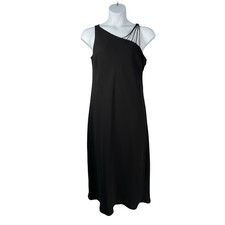 Evan Picone Dress 16 Black Strappy One Shoulder Vintage Formal Occasion Midi