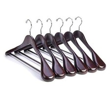 Luxury Wooden Suit Hangers - 6 Pack - Wood Coat 17.5 inches 6 pack Mahogany