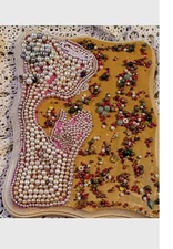 CHRISTMAS GIFT. Praying woman Made with Recycled Vintage Jewelry. Newly made.