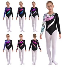 Girls Gymnastics Leotard Long Sleeve Unitards Ballet Bodysuit Tumbling Dancing
