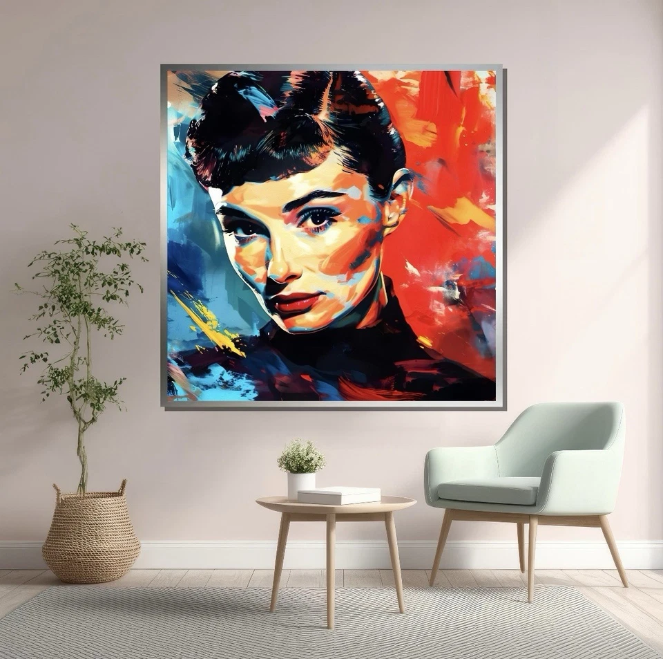 Поп-арт холст настенное искусство печать граффити Одри Хепберн уличное искусство настенный декор - Изображение 4 из 4