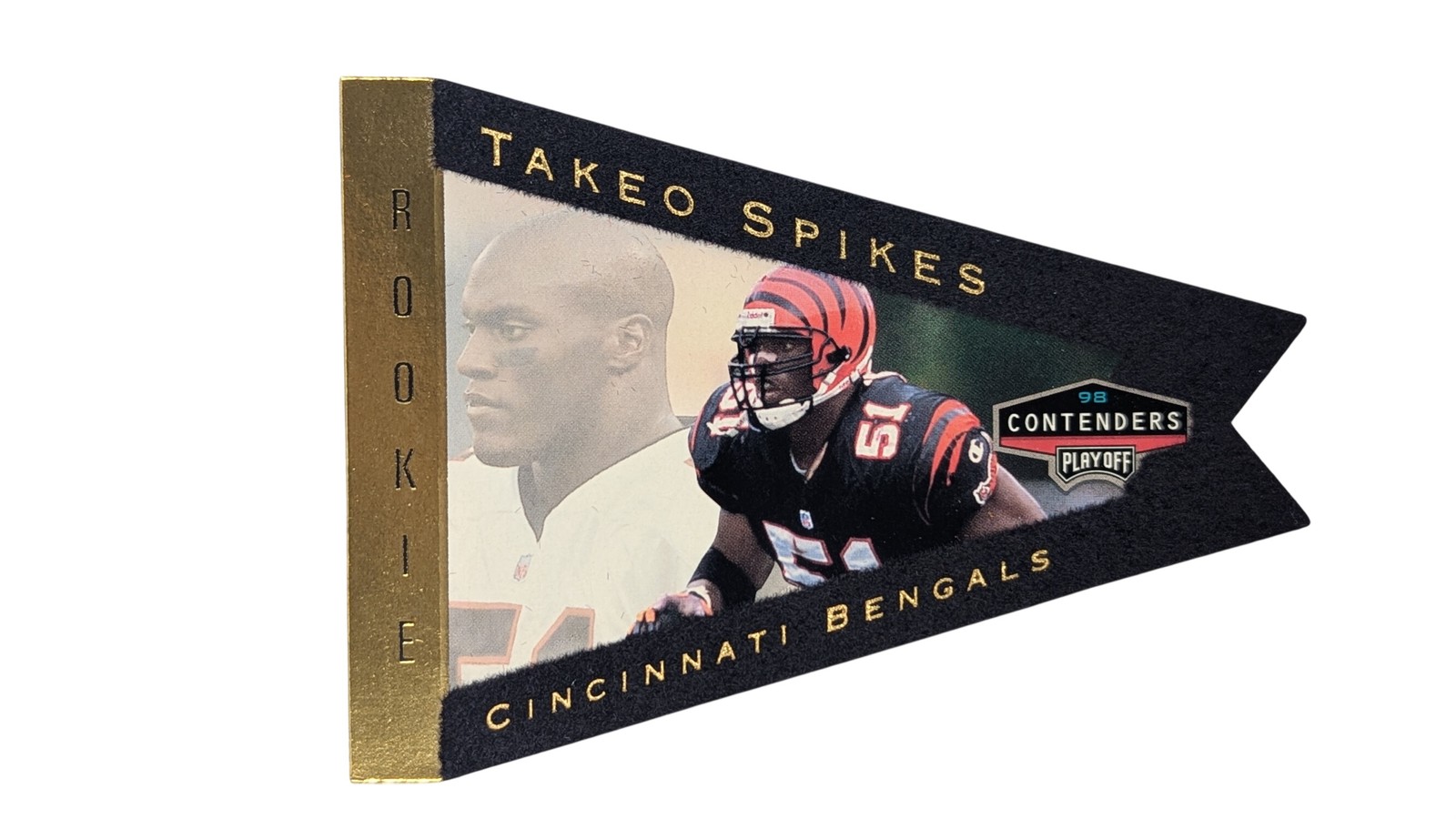 Takeo Spikes Playoff Contenders Pennants #19 Gold Foil