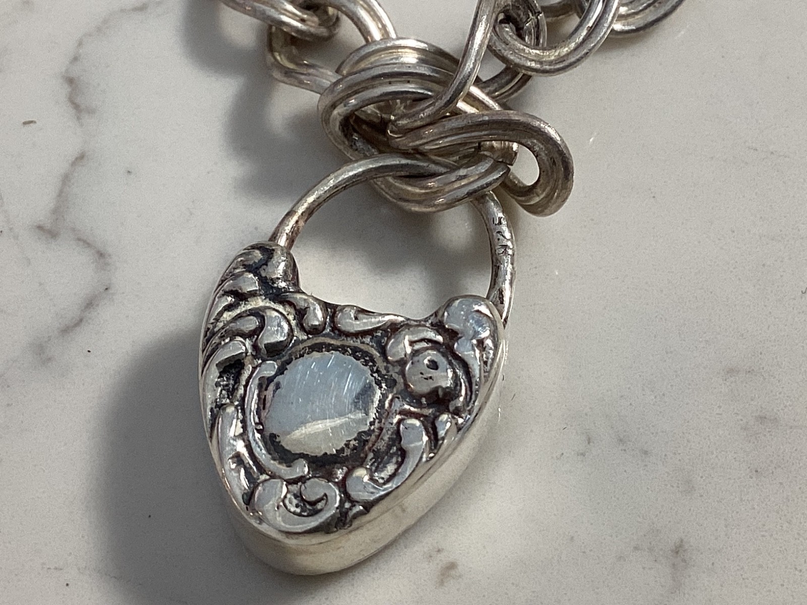 AUTHENTIC SIGNED STERLING SILVER HEART CHARM BRAC… - image 11