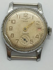 Vintage Vostok Chaika ЧЧЗ 17 Jewels Good Balance Main Spring Crown For Parts 